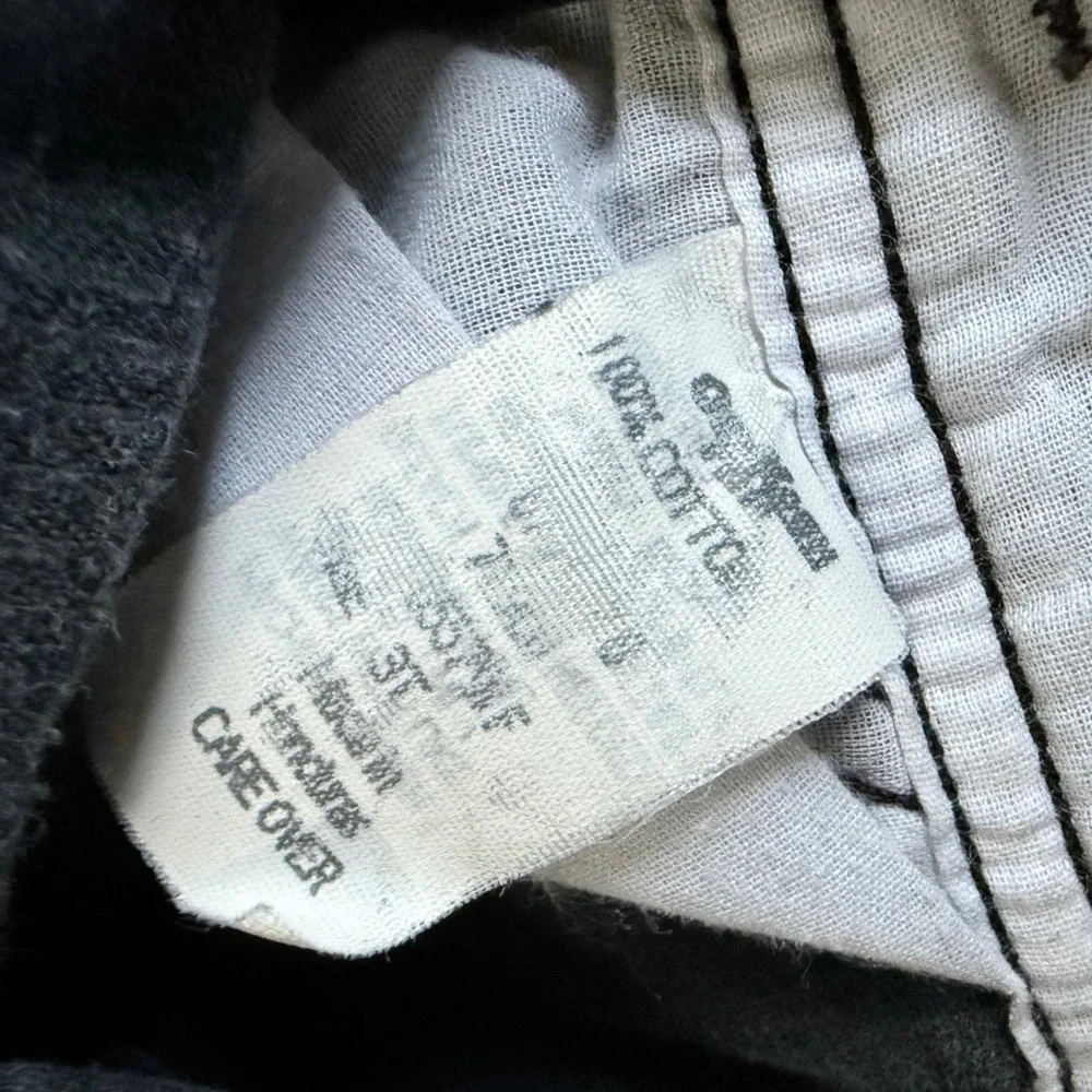 Vintage OshKosh B'gosh Black Corduroy Plaid Flannel Trim Overalls 3T Kids